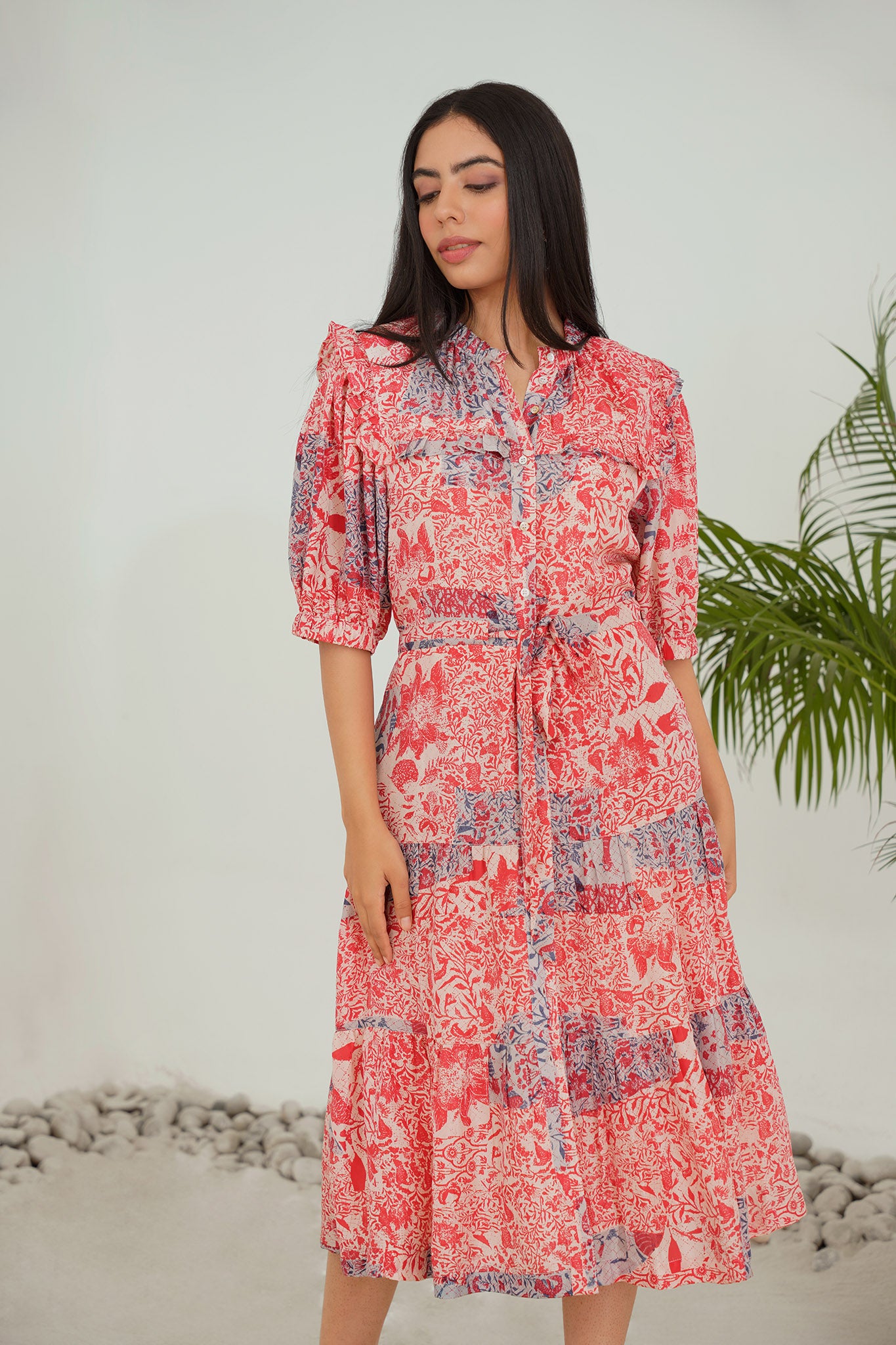 fitted lace wedding dress Leila Red Midi Silk Dress – ISTRI