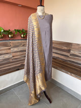 Grey Banarsi Crepe khadi geogertte