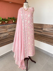 Banarsi khaddi georgette chinon applique suit set