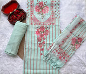 Linen Silk printed with pearl embellishment Suit