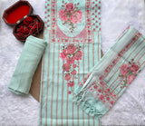 Linen Silk printed with pearl embellishment Suit