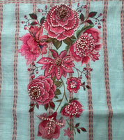 Linen Silk printed with pearl embellishment Suit