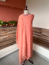 Peach Banarsi Mul chikankari 3 piece set