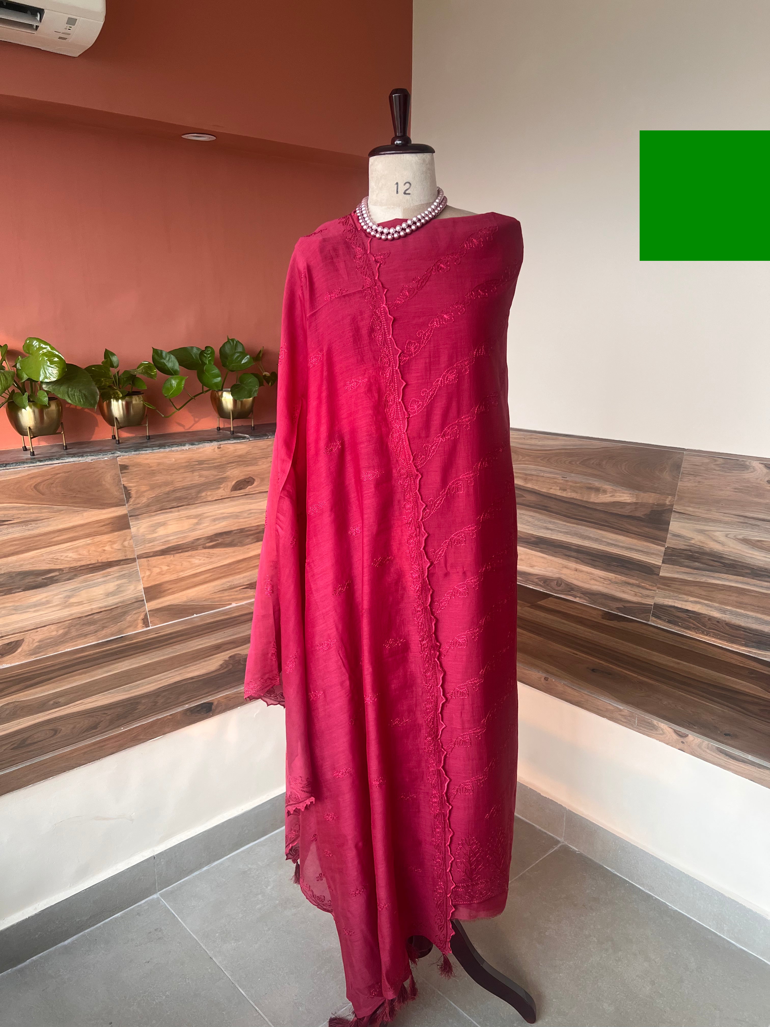 Banarsi Mul chikankari 3 piece set