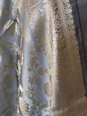 Banarsi Silk Floral Zari booty 3 piece suit set