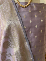 Banarsi Silk Floral Zari booty 3 piece suit set