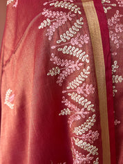 Banarsi tissue silk thread embroidery 3 piece suit set