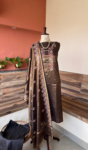 Banarsi tissue silk thread embroidery 3 piece suit set