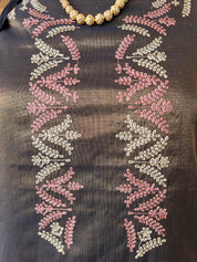 Banarsi tissue silk thread embroidery 3 piece suit set