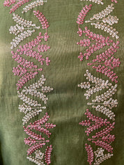 Banarsi tissue silk thread embroidery 3 piece suit set