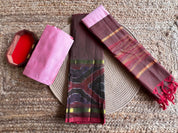 Plum Poochampali ikkat sico 3 piece set