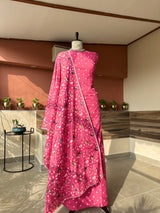 Mul Bandhej thread embroidery 3 piece suit set