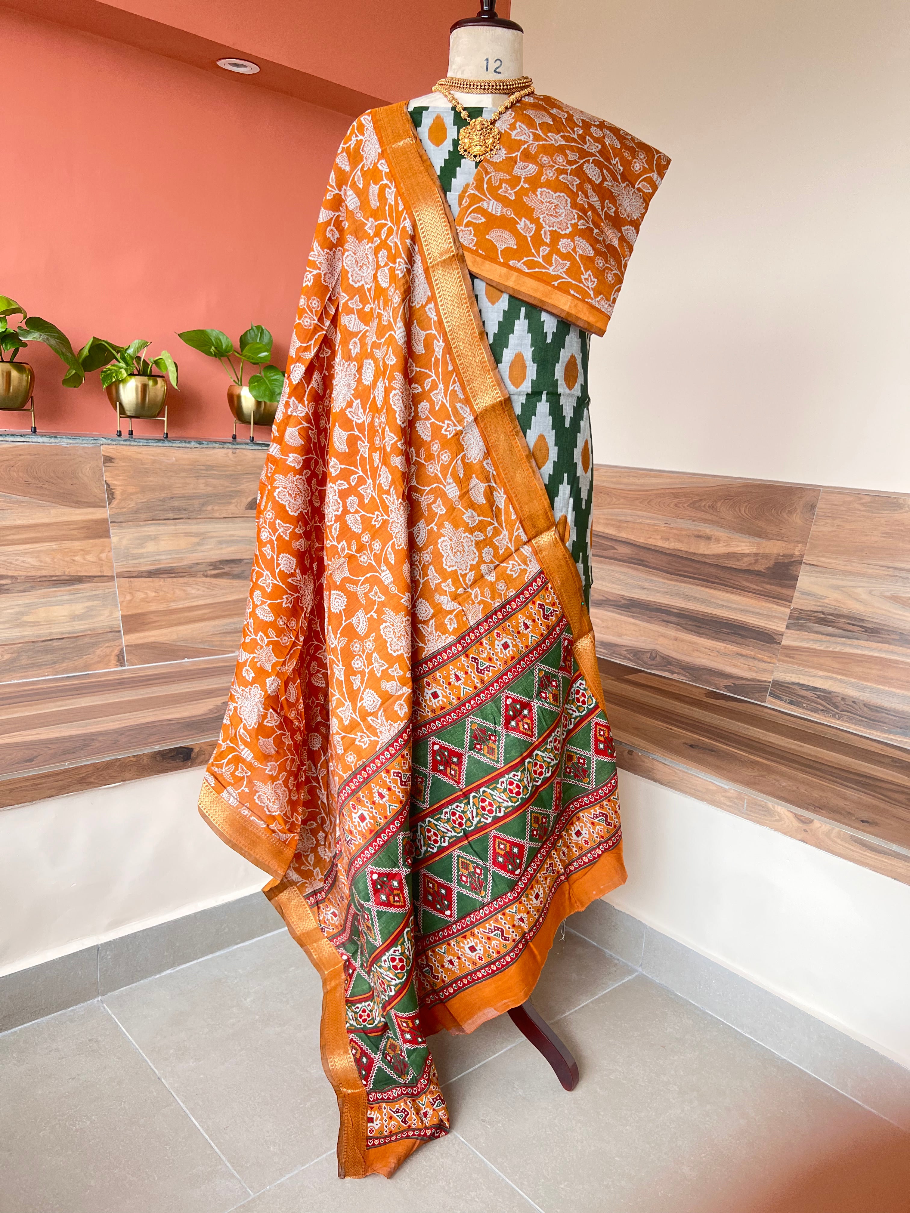 Maheshwari silk ikkat worli rpint