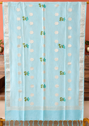 Chanderi zari booti  handpainted tulip 3 piece suit set