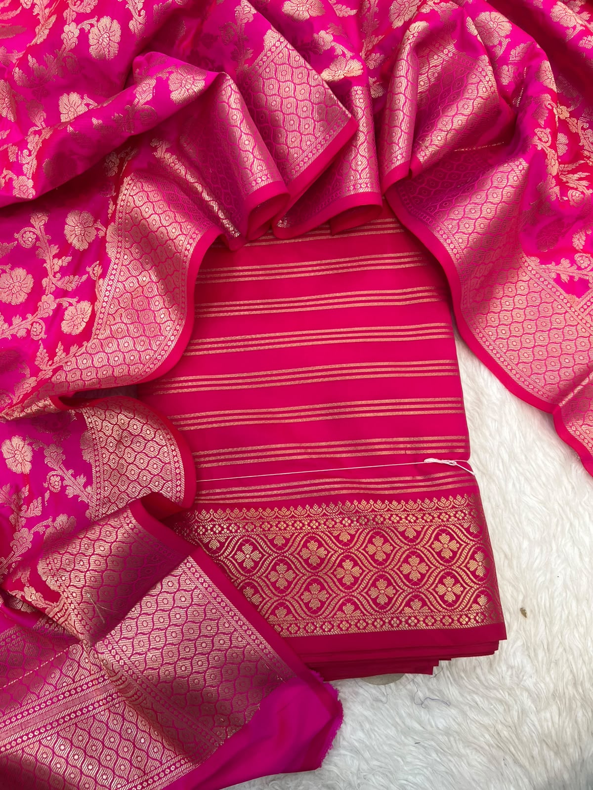 Banarsi silk zari weave 3 piece set