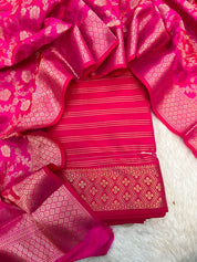 Banarsi silk zari weave 3 piece set