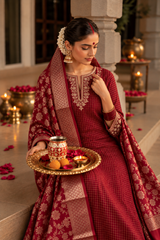 Banarsi silk zari weave 3 piece set