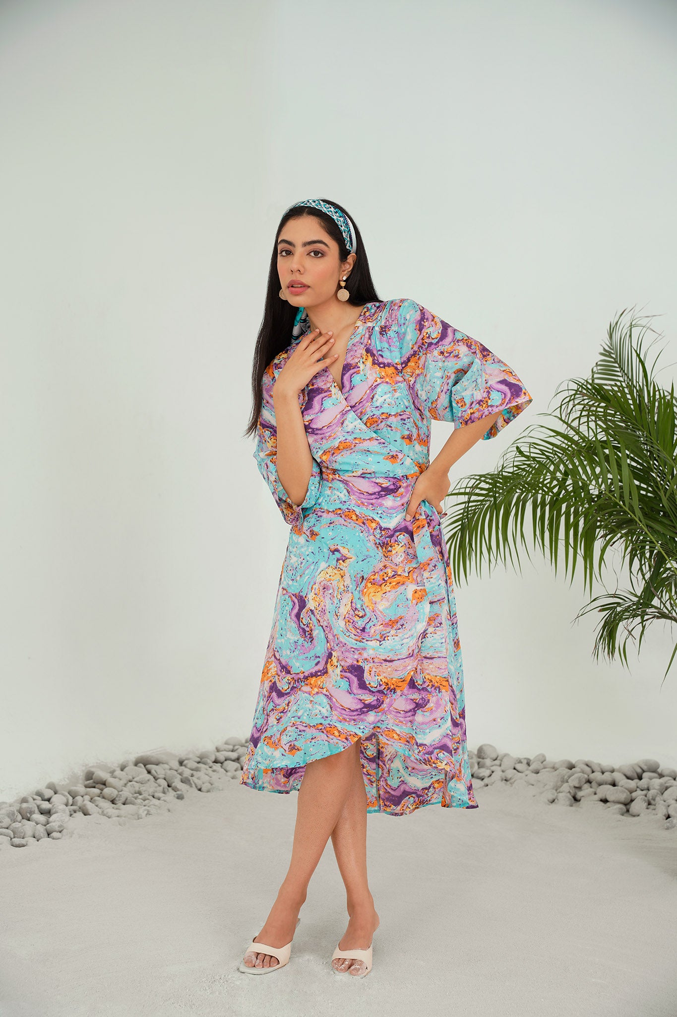 Marble Silk Wrap Dress