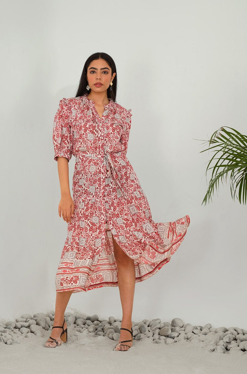 midi red silk dress Rebecca Taylor