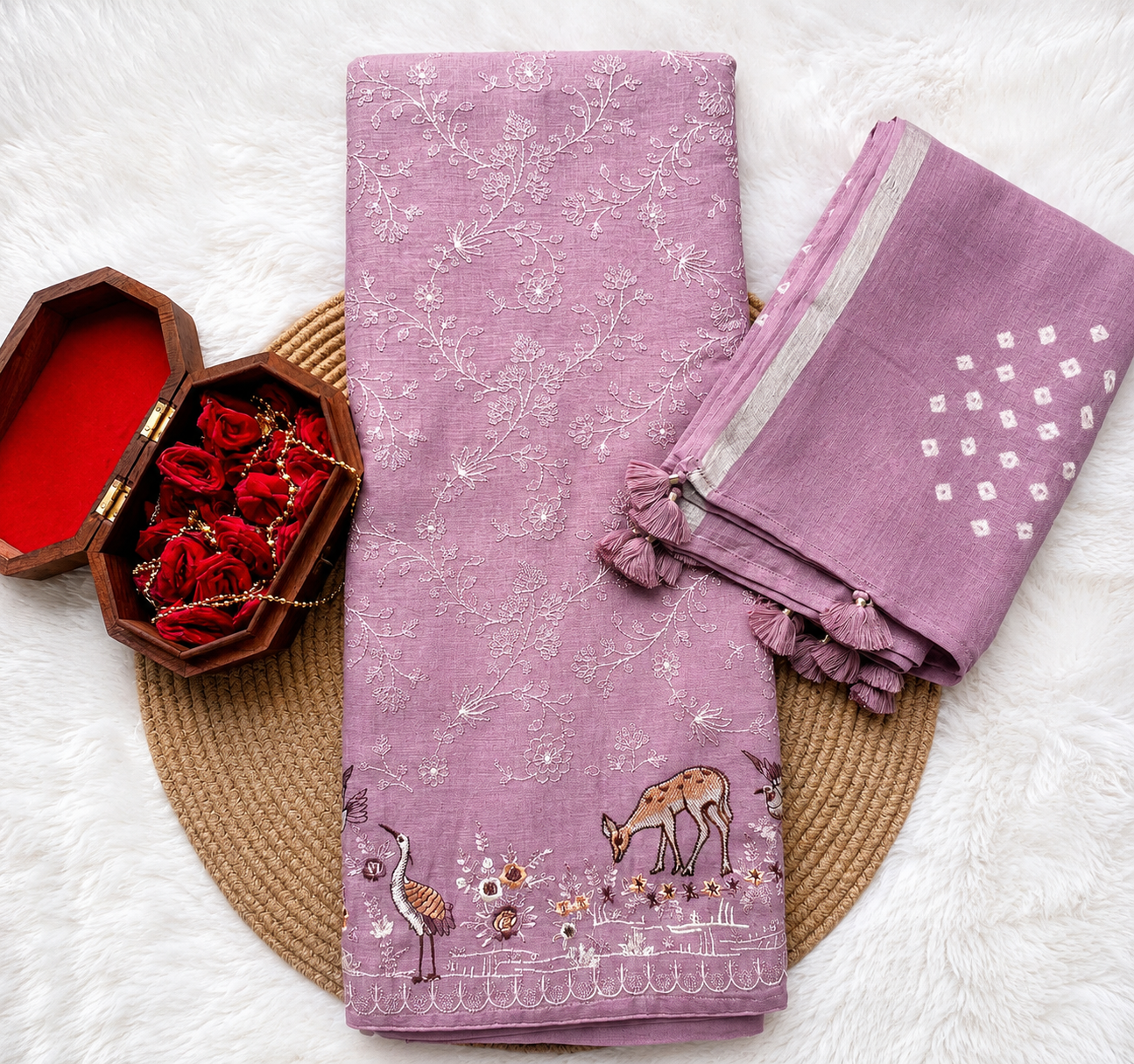 Pure Linen chikankari embroidered suit