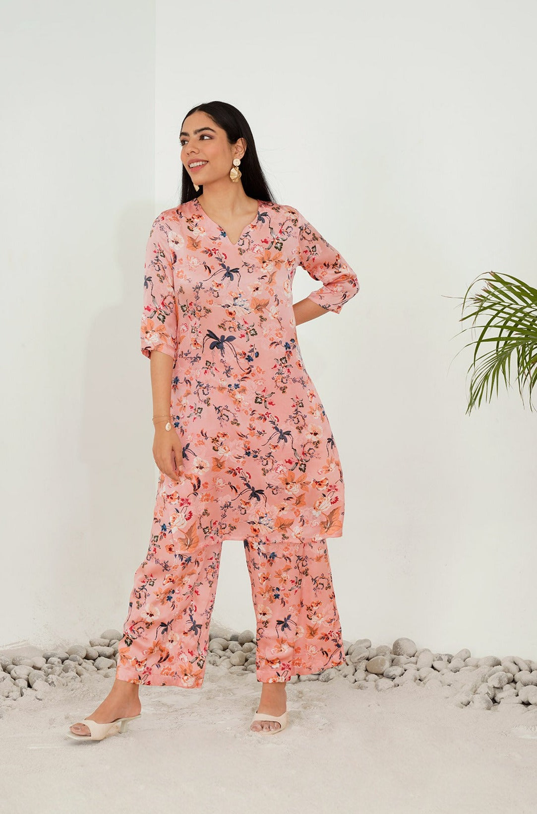 Lana Pink Short Silk Kurta Set