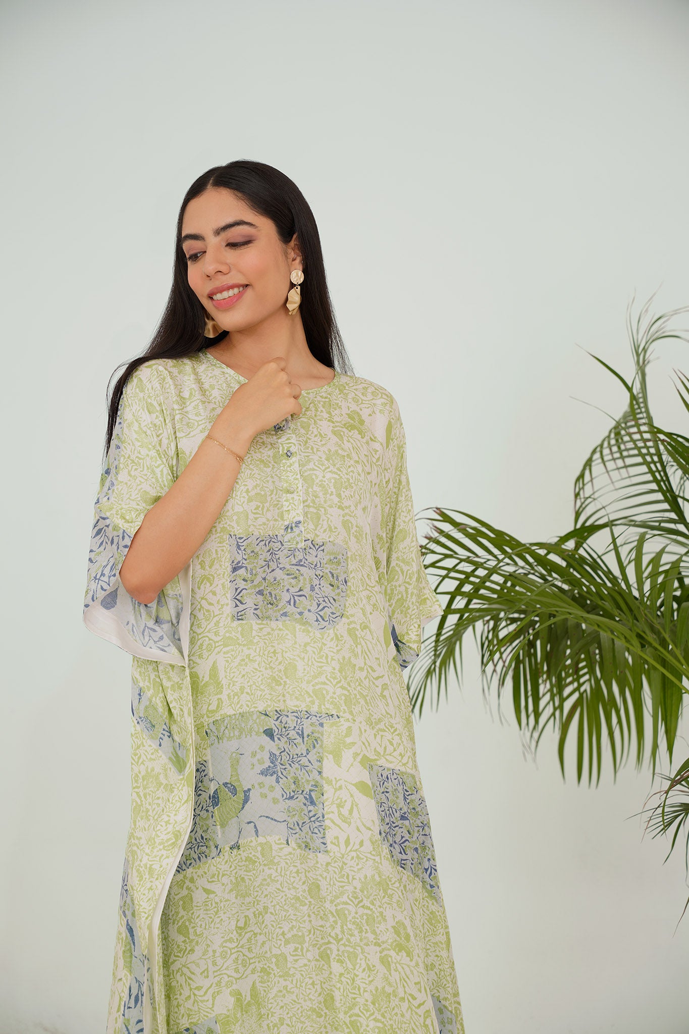 Giardino Green Silk Kaftan Kurta