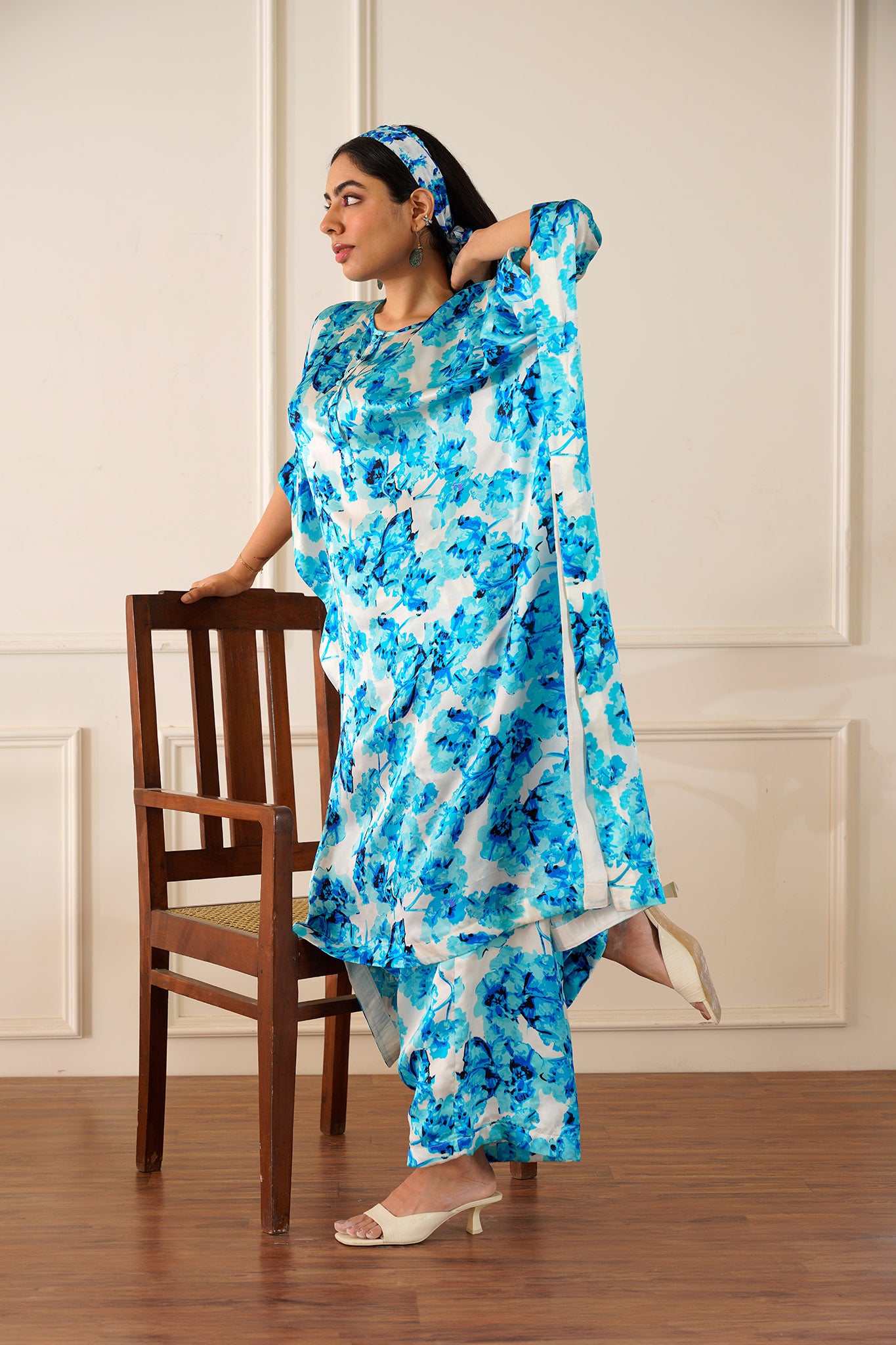 Glacier Blue Silk Kaftan Kurta