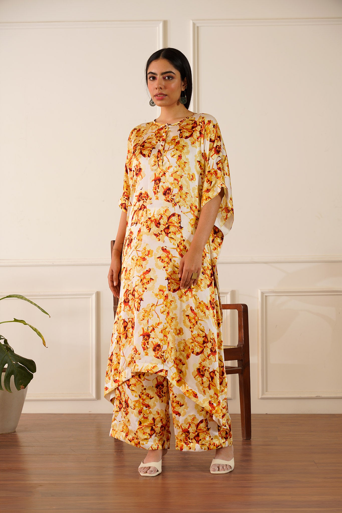 Sunrise orange Silk Kaftan Kurta