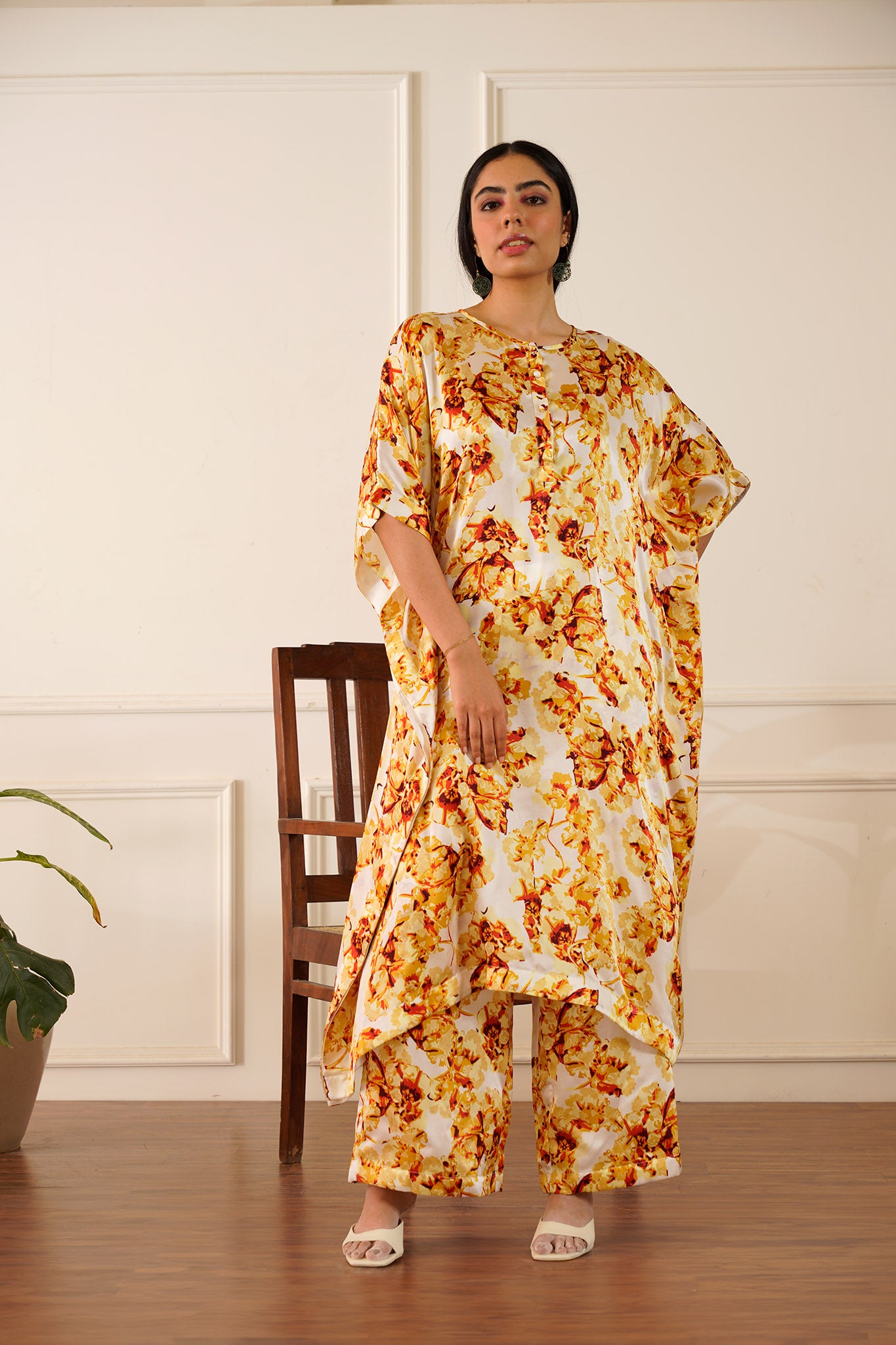 Sunrise orange Silk Kaftan Kurta