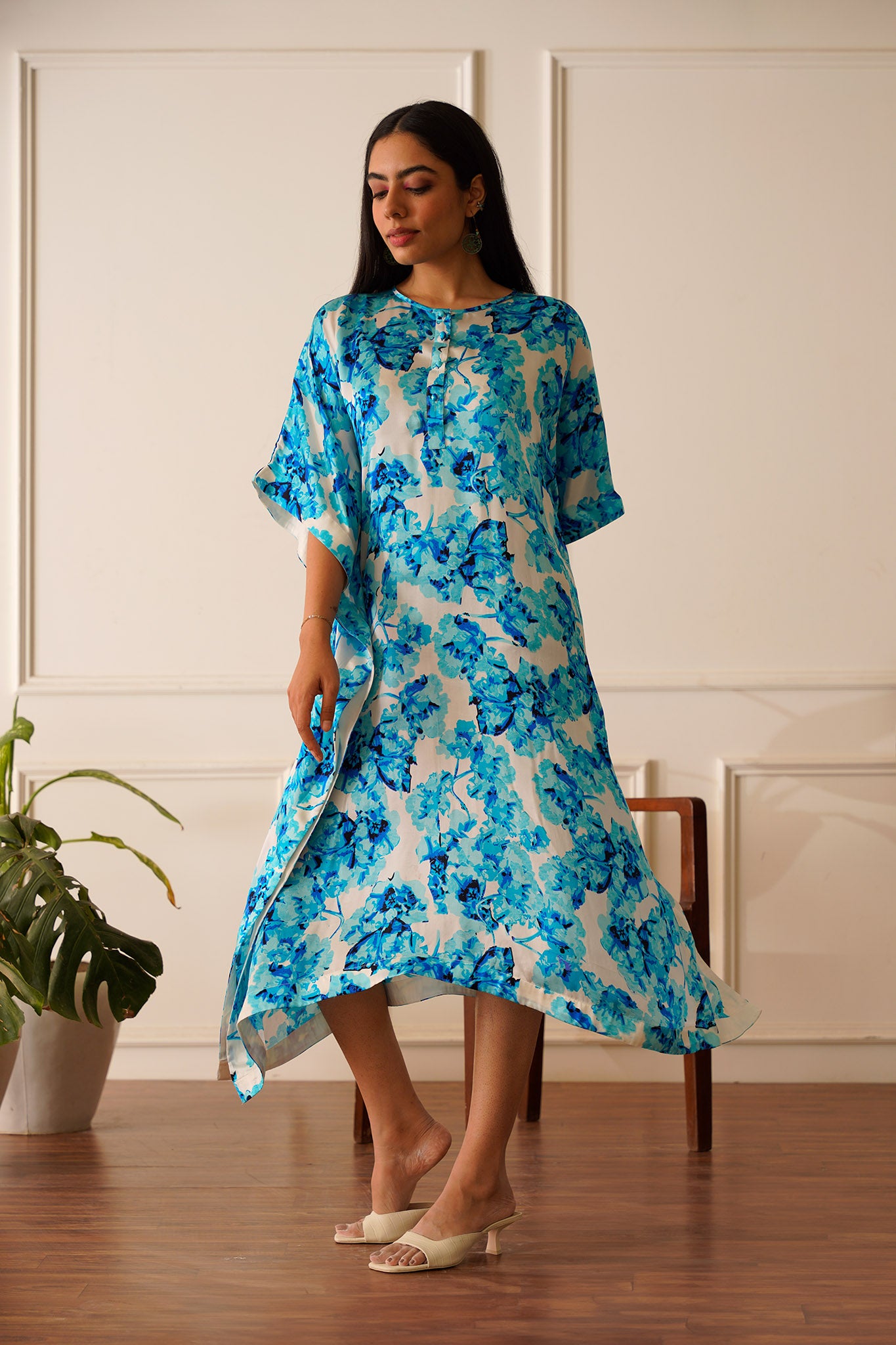 Glacier Blue Silk Kaftan Kurta