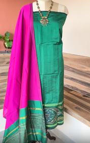Linen Silk printed with pearl embellishment