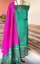 Linen Silk printed with pearl embellishment