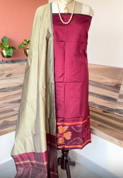 Linen Silk printed with pearl embellishment