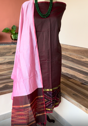 Linen Silk printed with pearl embellishment