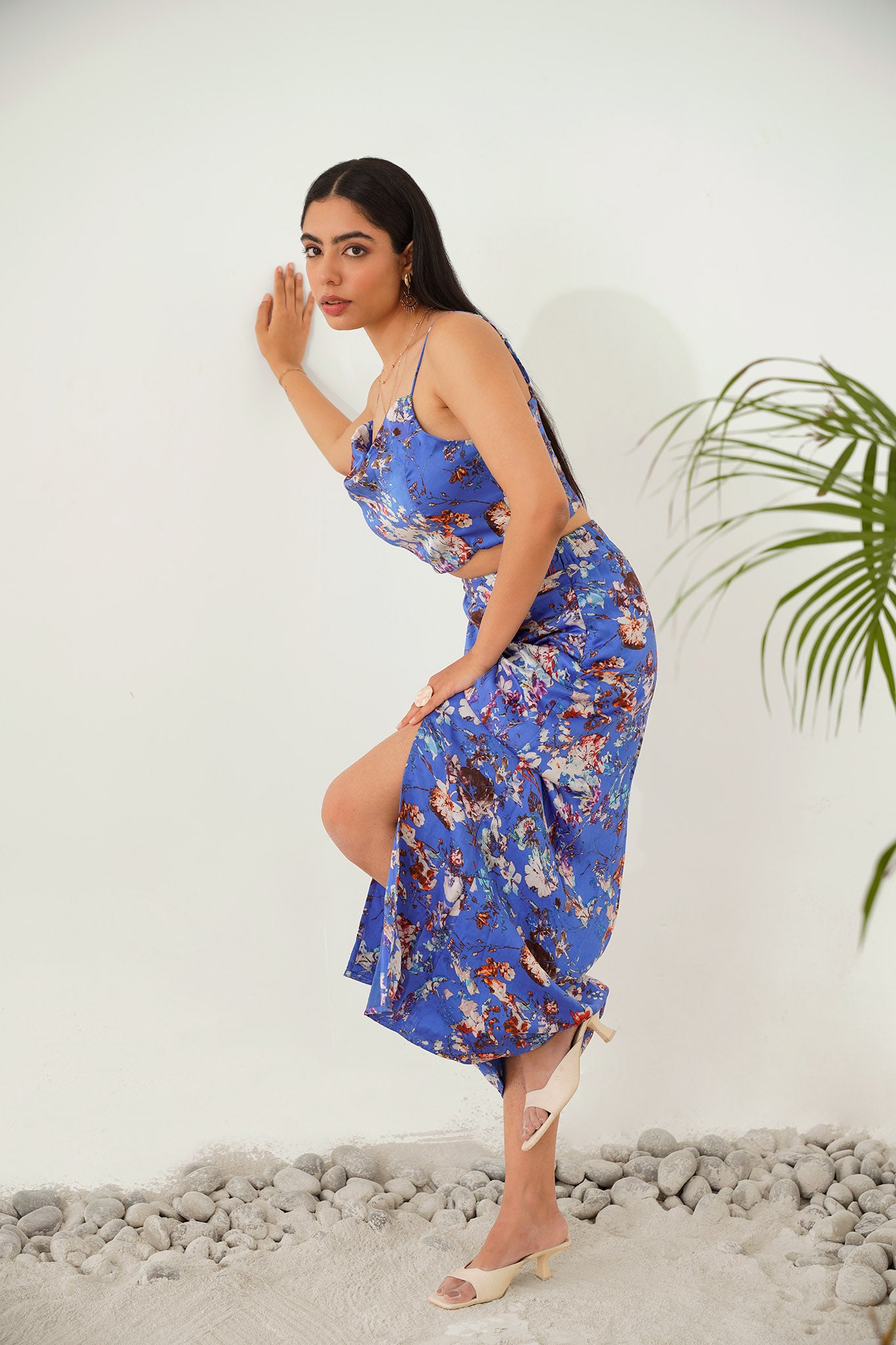 Wildflower Blue Silk Skirt