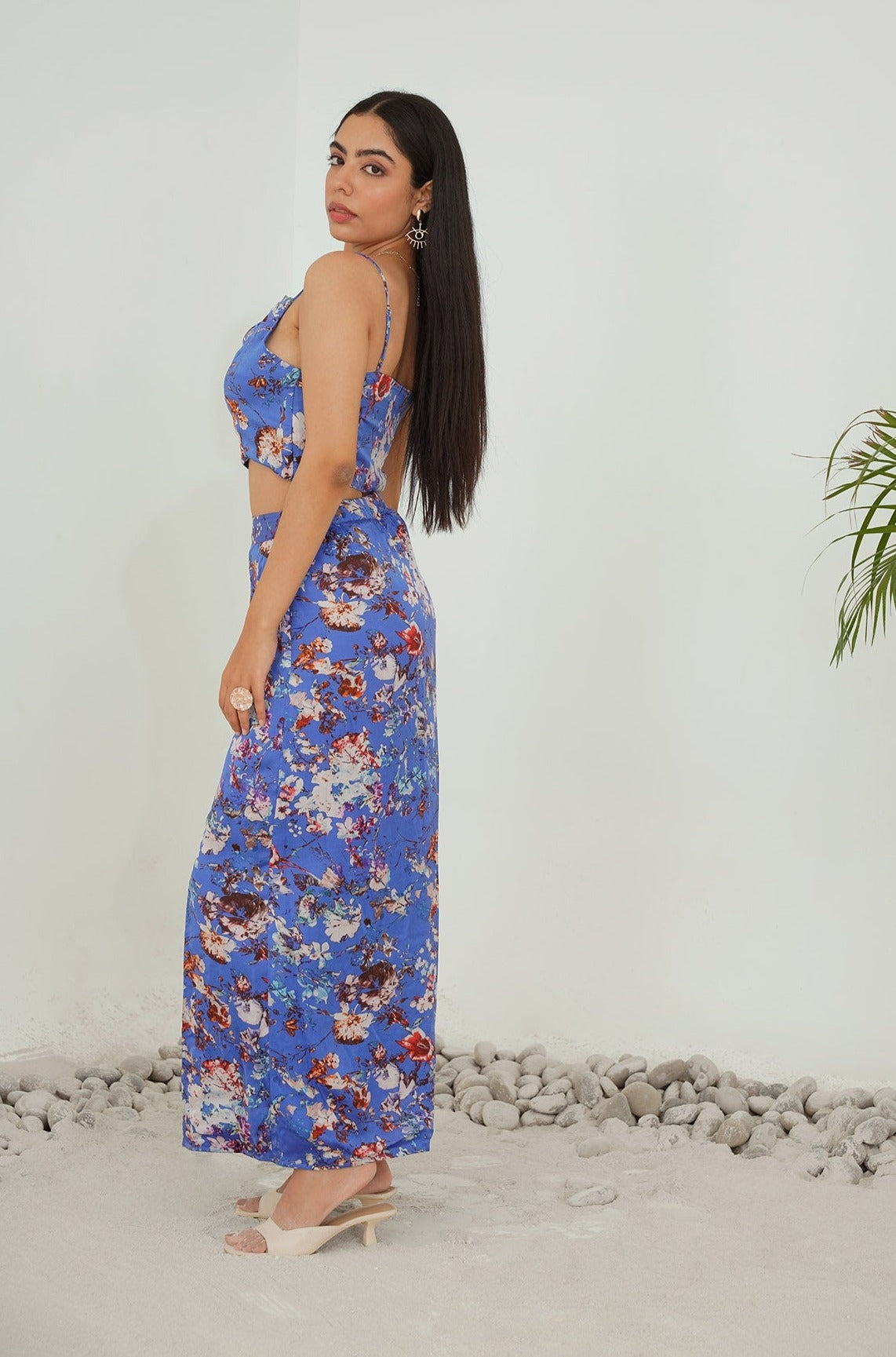 Wildflower Blue Silk Skirt Set