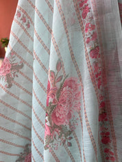 Linen Silk printed with pearl embellishment Suit