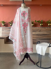 Linen Silk printed with pearl embellishment Suit