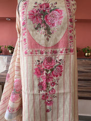 Linen Silk printed with pearl embellishment Suit