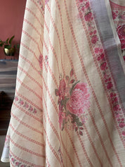 Linen Silk printed with pearl embellishment Suit