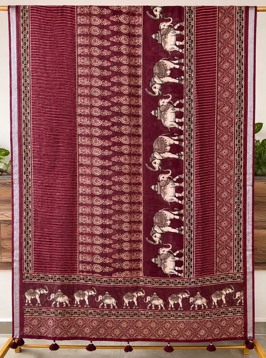 Pure Linen Handblock Ajrakh Printed Suit Set