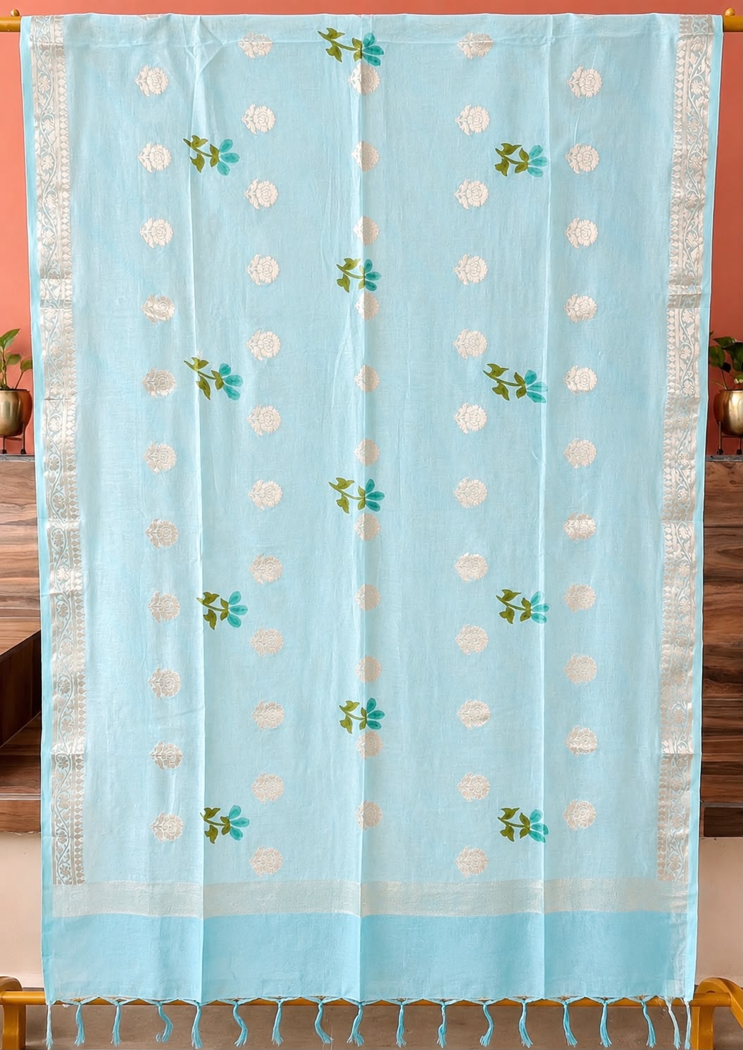 Banarasi Chanderi Silk Zari Weaved Booti Suit Set