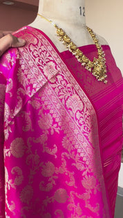 Banarsi Silk woven zari stripe 3 piece suit set