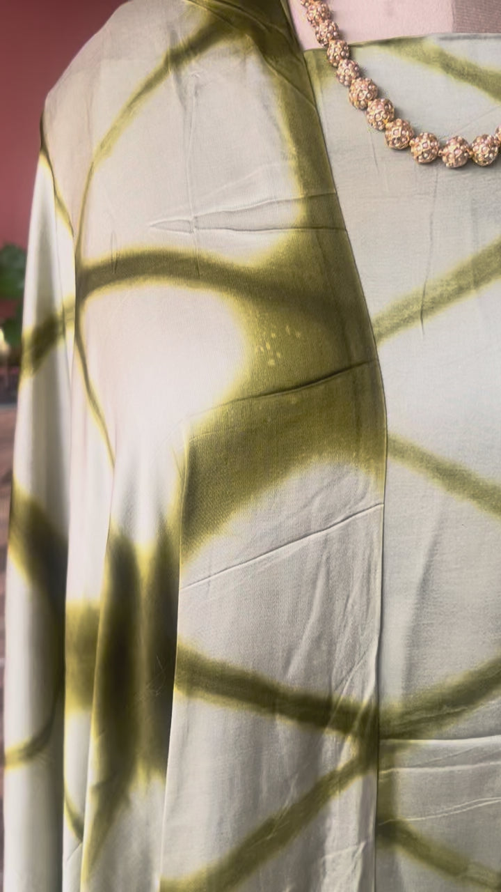 Green Modal Silk Clamp dyed 3 piecesuit set