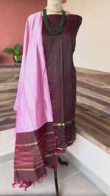 Plum Poochampali ikkat sico 3 piece set