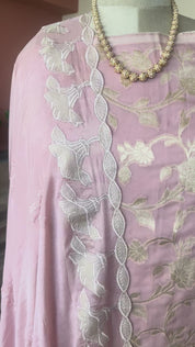 Banarsi khaddi georgette chinon applique suit set