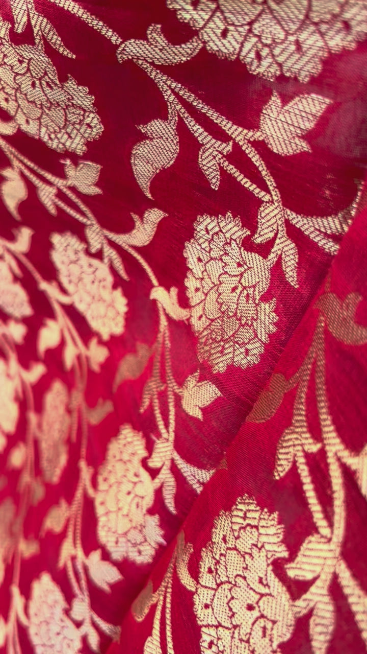 Banarsi Silk woven zari stripe 3 piece suit set
