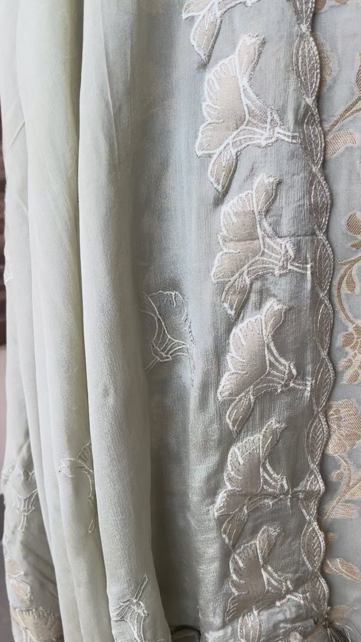 Banarsi khaddi georgette chinon applique suit set