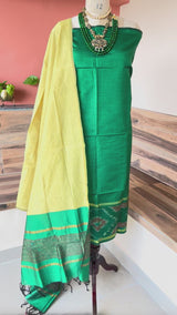 Forest green Poochampali ikkat sico 3 piece set