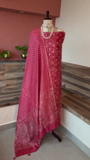 Mul Bandhej thread embroidery 3 piece suit set